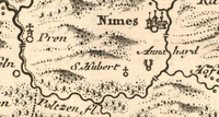 Výřez z mapy, rok 1720 (označena myslivna i kaple)